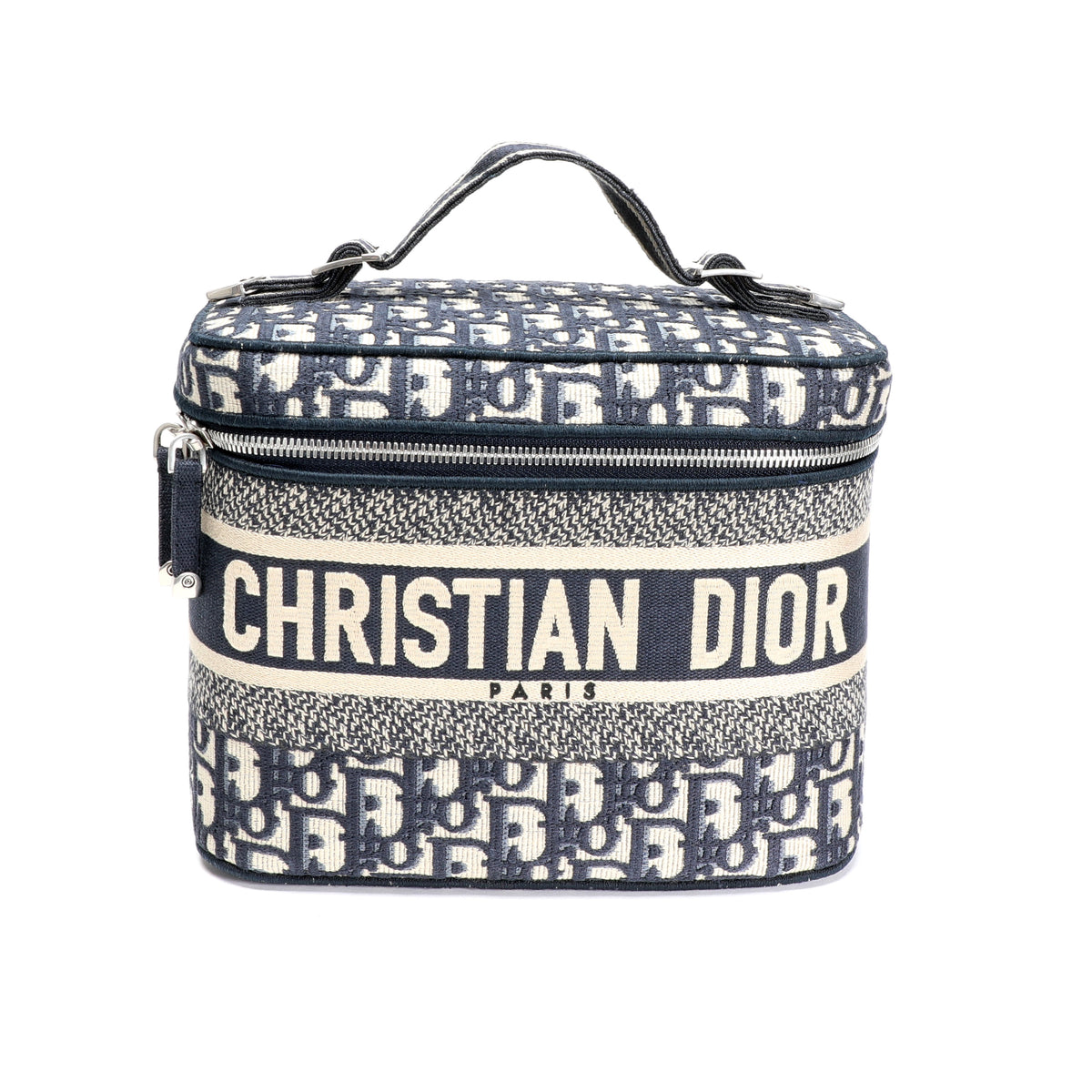 Dior Navy Blue/Beige Oblique Canvas Small DiorTravel Suitcase at