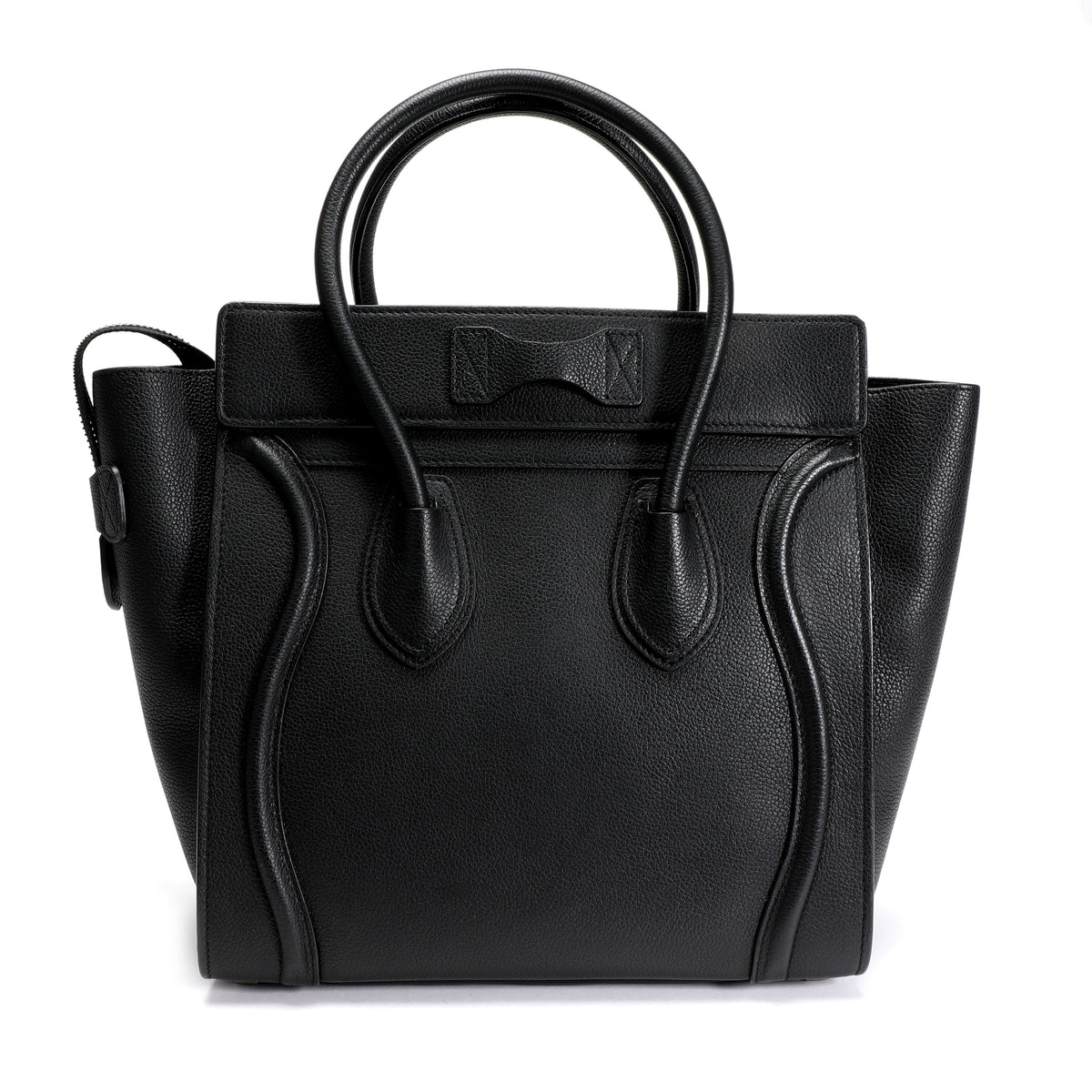 Céline Black Calfskin Leather Micro Luggage Tote