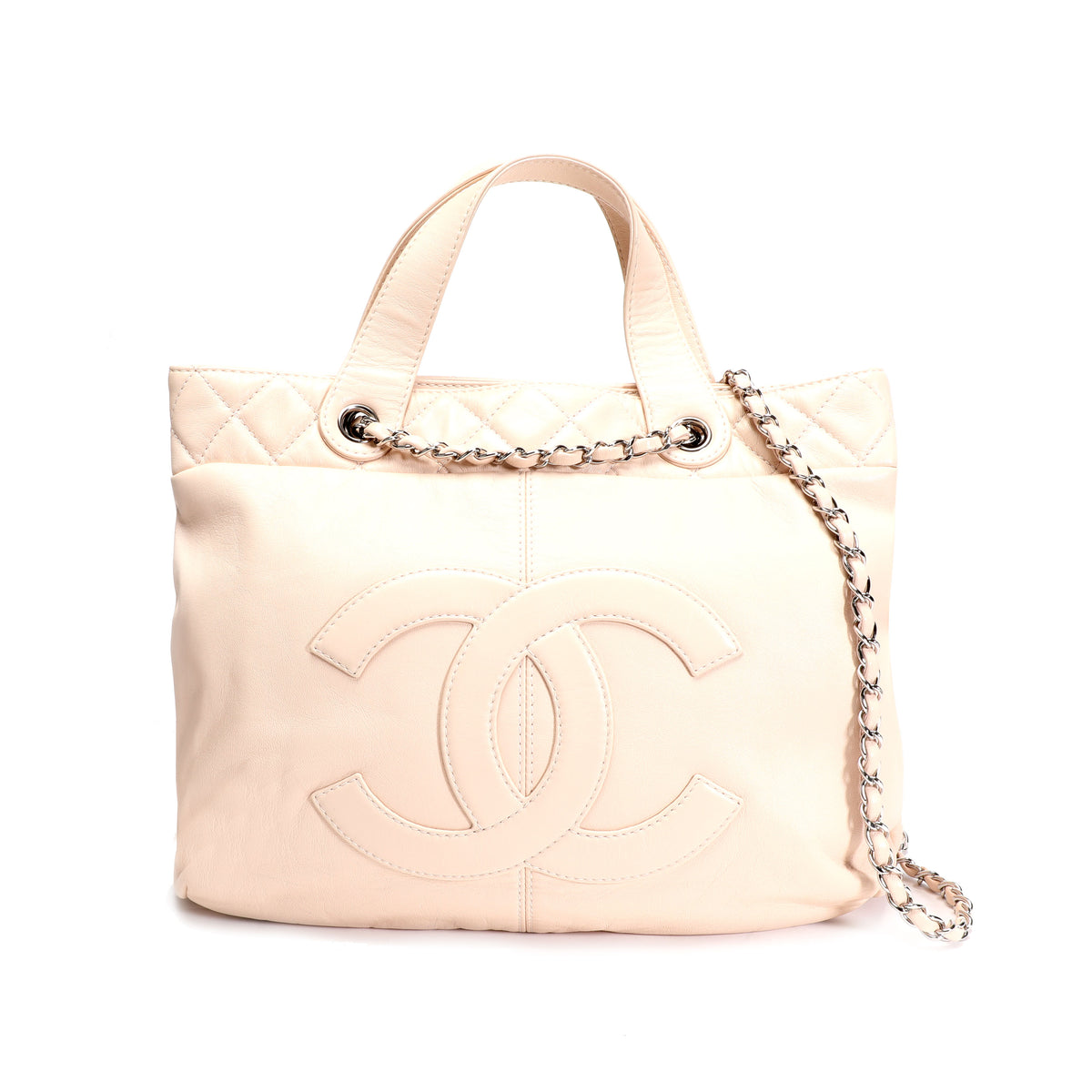 Chanel Pale Pink Leather Trianon Shopping Bag