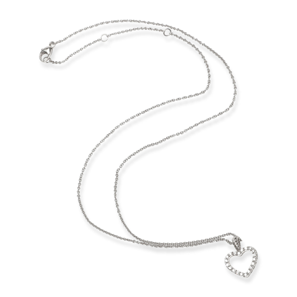 David Yurman Cable Diamond Heart Necklace in 18K White Gold 0.10 CTW
