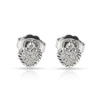 David Yurman Petite Pave Diamond Heart Earrings in Sterling Silver 0.05 CT