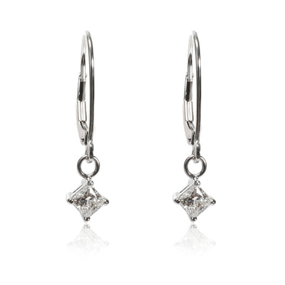 Blue Nile Princess Diamond Dangle Earrings in 14K Gold GIA Certified E SI 0.60CT