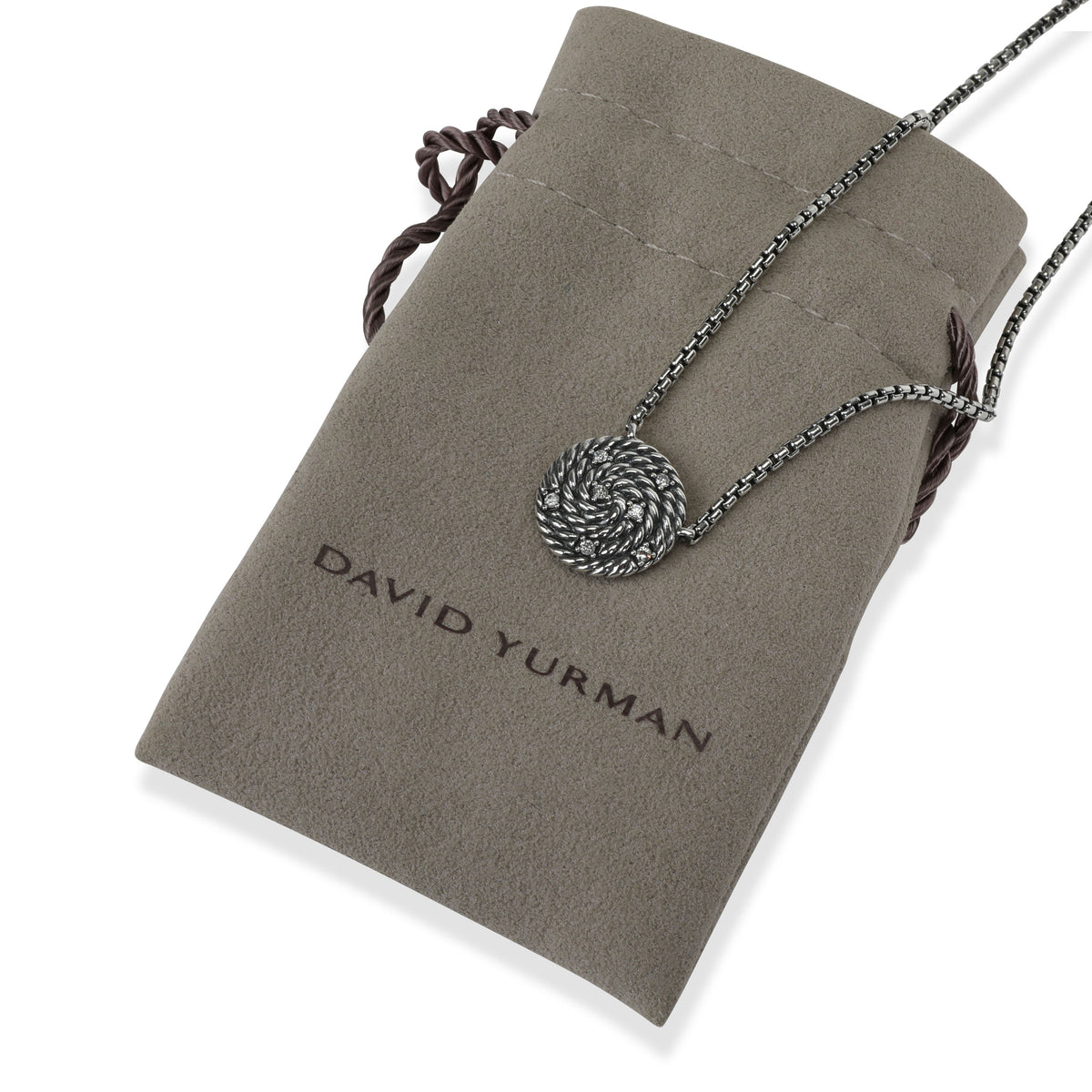 David Yurman Diamond Coil Necklace in  Sterling Silver 0.07 CTW