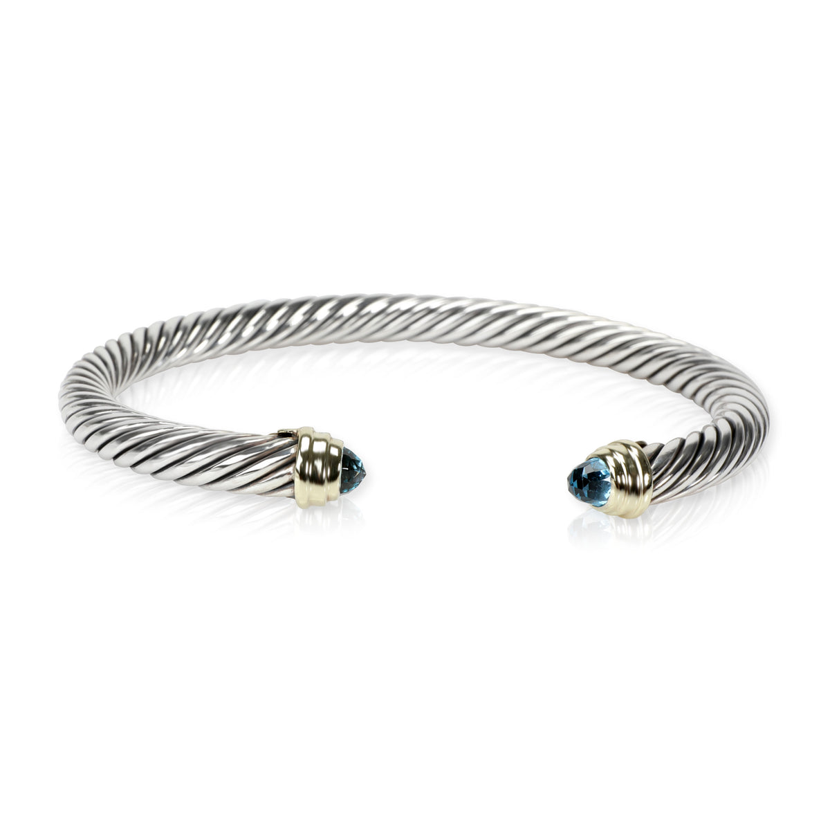 David Yurman Cable Bracelet with Blue Topaz  in 14K Yellow Gold/Steel