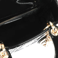 Dior Black Cannage Patent Calfskin Mini Lady Dior Bag