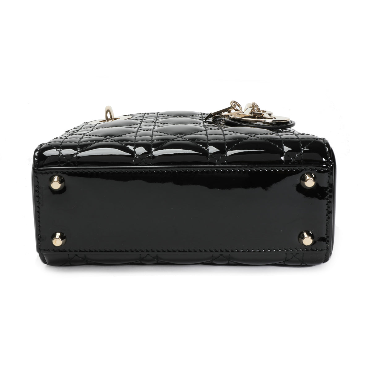 Dior Black Cannage Patent Calfskin Mini Lady Dior Bag by WP