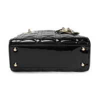 Dior Black Cannage Patent Calfskin Mini Lady Dior Bag