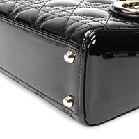 Dior Black Cannage Patent Calfskin Mini Lady Dior Bag