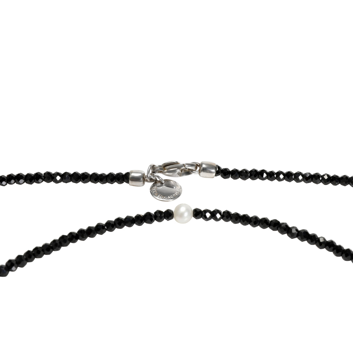 Tiffany Faceted Black Spinel & Freshwater Pearl Necklace in Sterling Silver