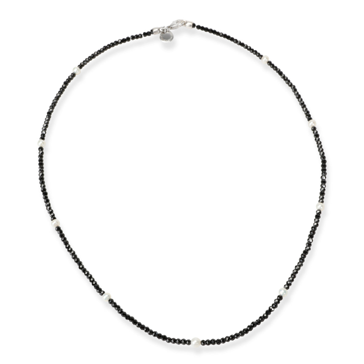 Tiffany Faceted Black Spinel & Freshwater Pearl Necklace in Sterling Silver