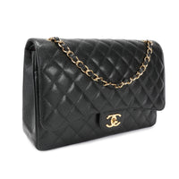 Chanel Black Caviar Quilted Classic Maxi Double Flap Bag