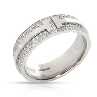 Tiffany T Wide Pave Diamond Ring in 18k White Gold 0.58 CTW