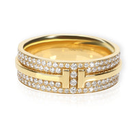 Tiffany T Wide Pave Diamond Ring in 18K Yellow Gold 0.55 CTW