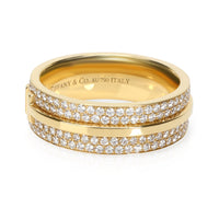 Tiffany T Wide Pave Diamond Ring in 18K Yellow Gold 0.55 CTW