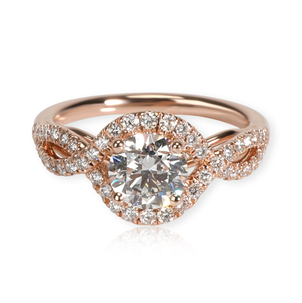 Coast Halo Diamond Engagement Ring in 14K Rose Gold GIA Certified E SI1 1.05 CTW