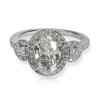 Oval Halo Diamond Engagement Ring in 14K White Gold K VS1 1.67 CTW