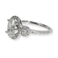 Oval Halo Diamond Engagement Ring in 14K White Gold K VS1 1.67 CTW