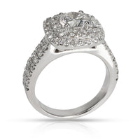 Double Halo Diamond Engagement Ring in 18K White Gold GIA G VS2 1.60 CTW