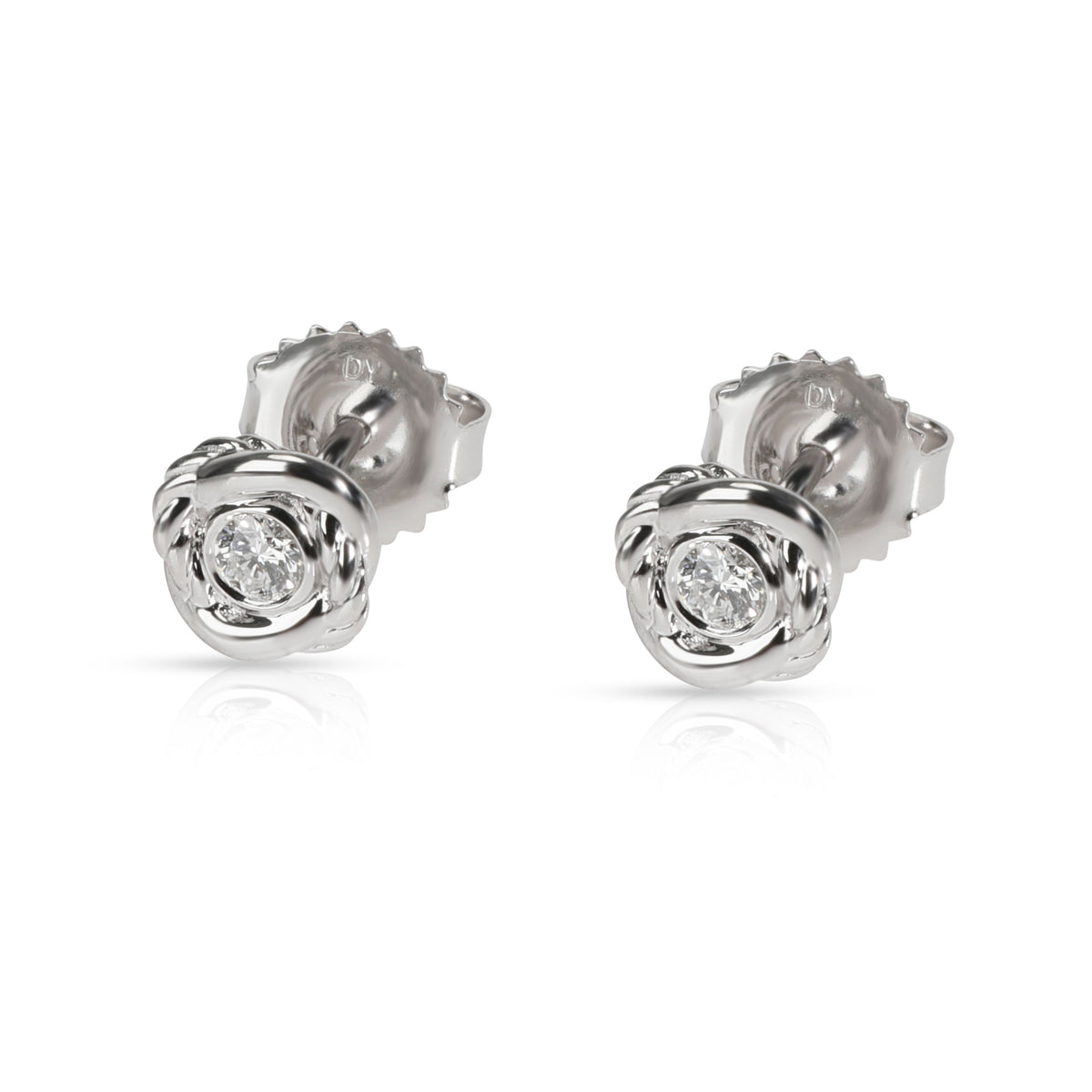 David Yurman Crossover Diamond Infinity Stud Earrings in 18K White Gold 0.12 CTW