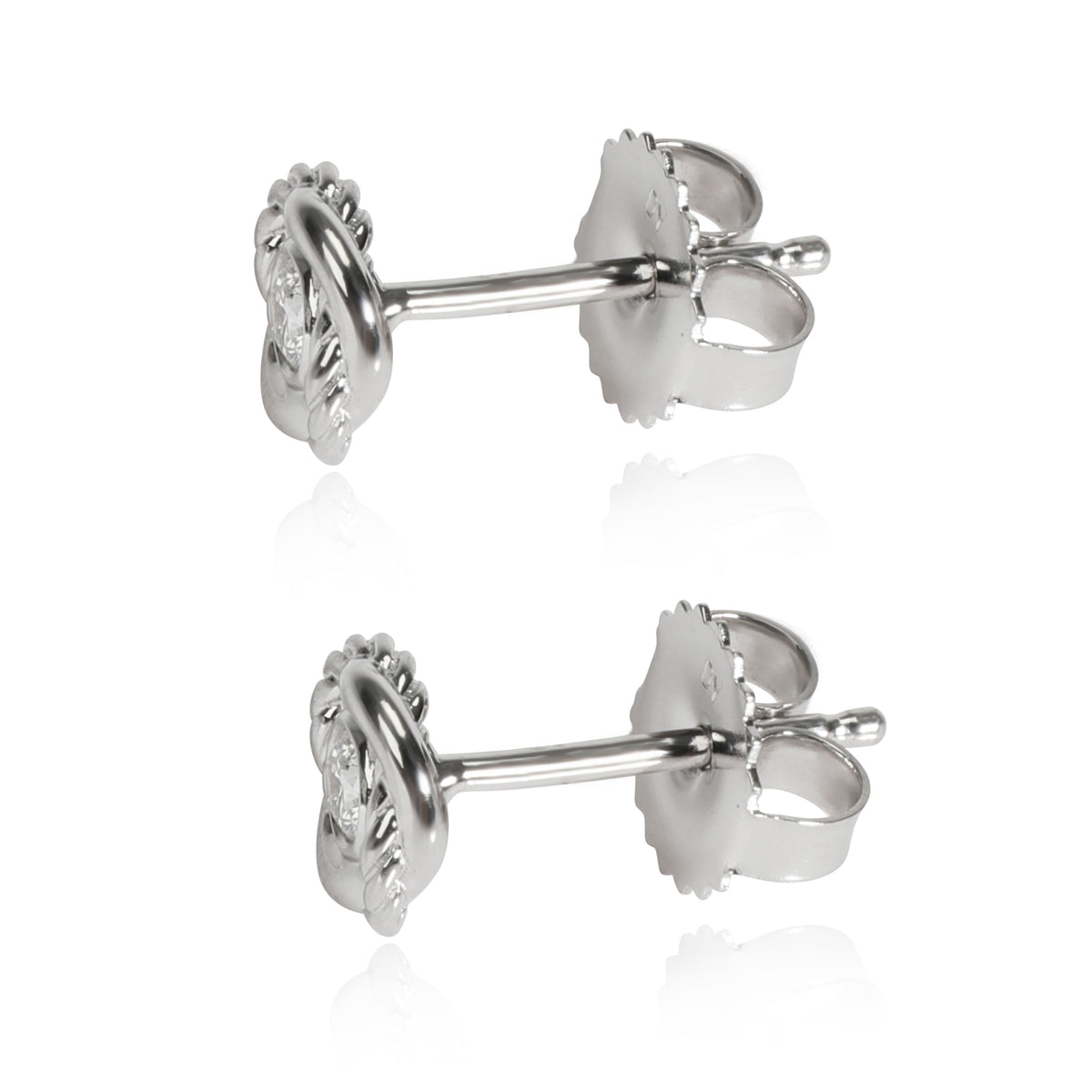 David Yurman Crossover Diamond Infinity Stud Earrings in 18K White Gold 0.12 CTW