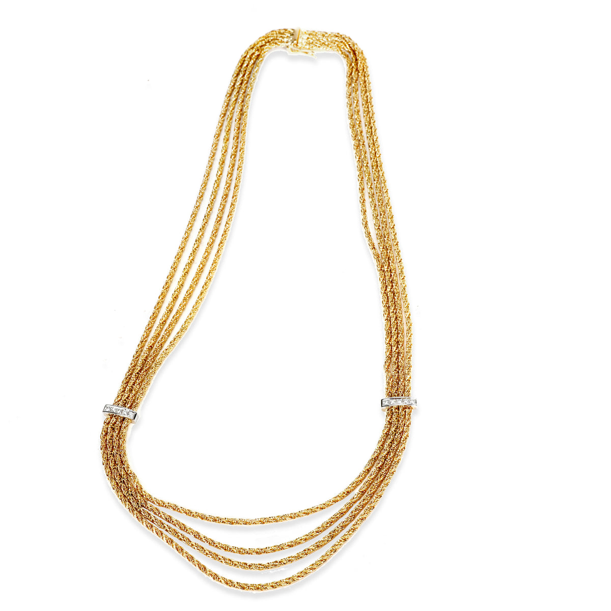 Vintage Tiffany & Co. Draperie Diamond Necklace in 18K Yellow Gold 0.10 CTW