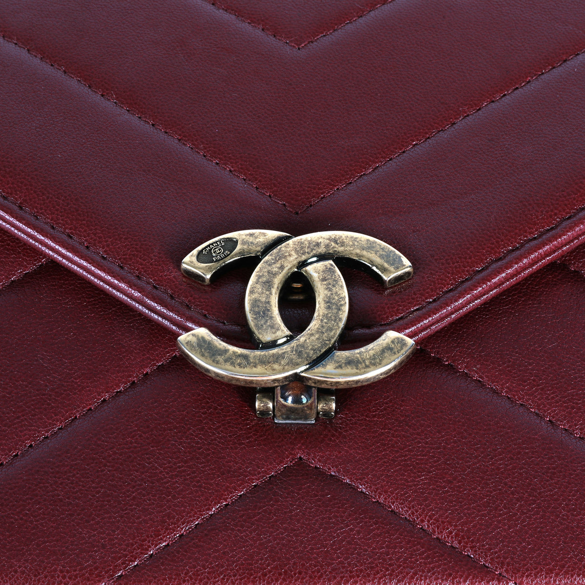 Chanel Burgundy Chevron Lambskin Coco Envelope Mini Flap Bag by WP