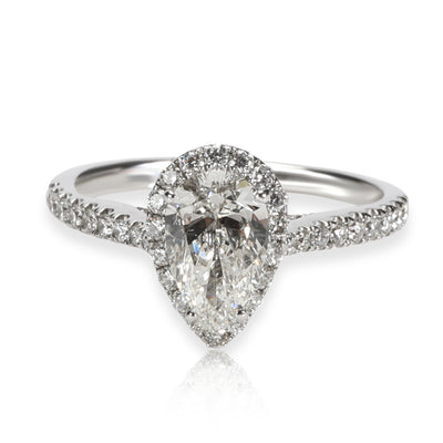 Halo Pear Shape Diamond Engagement Ring in 14K White Gold GIA H SI1 1.56 CTW