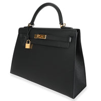 Hermès Black Epsom Sellier Kelly 32 with Gold Hardware