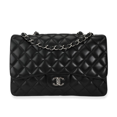 Chanel Black Lambskin Quilted Jumbo Classic Single Flap Bag