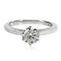 GIA Certified Tacori Diamond Engagement Ring in 18K White Gold J I1 0.85 CTW
