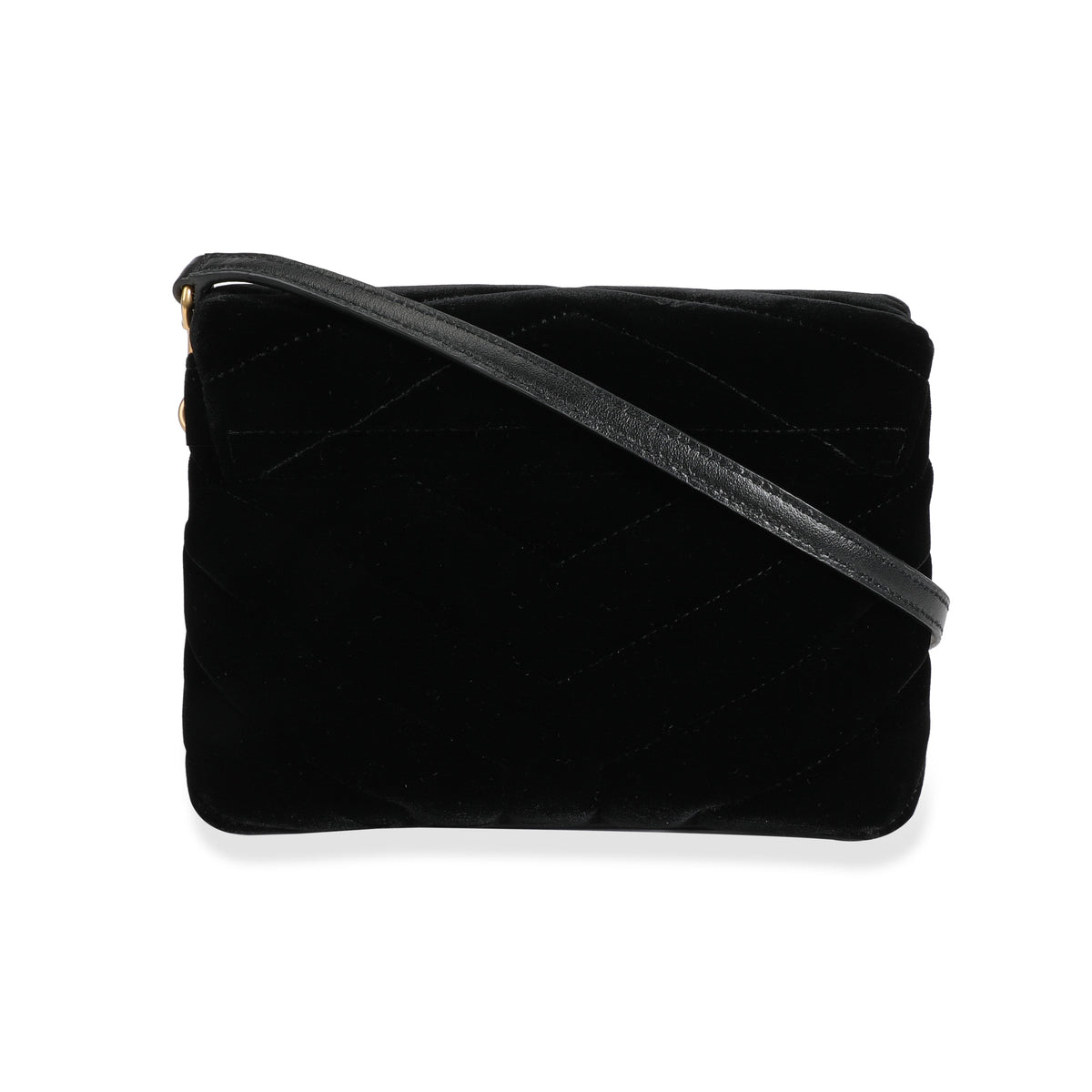 Saint Laurent Black Matelassé Velvet Loulou Toy Bag