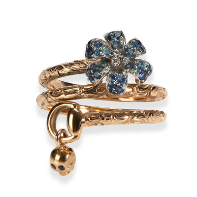 Gucci Flora Sapphire Diamond Ring in 18K Rose Gold 0.01 CTW