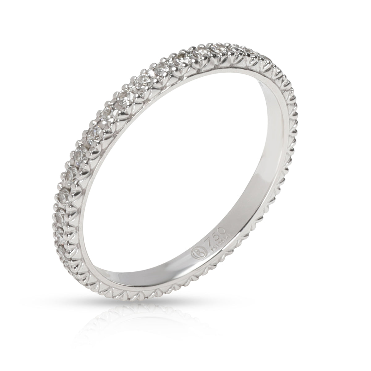 French Pave Diamond Eternity Band in 18K White Gold 0.33 CTW