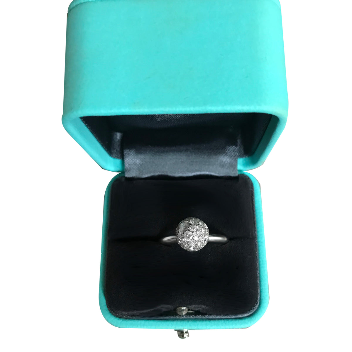 Tiffany Hardwear Diamond Ball Ring in 18K White Gold 1.08 CTW