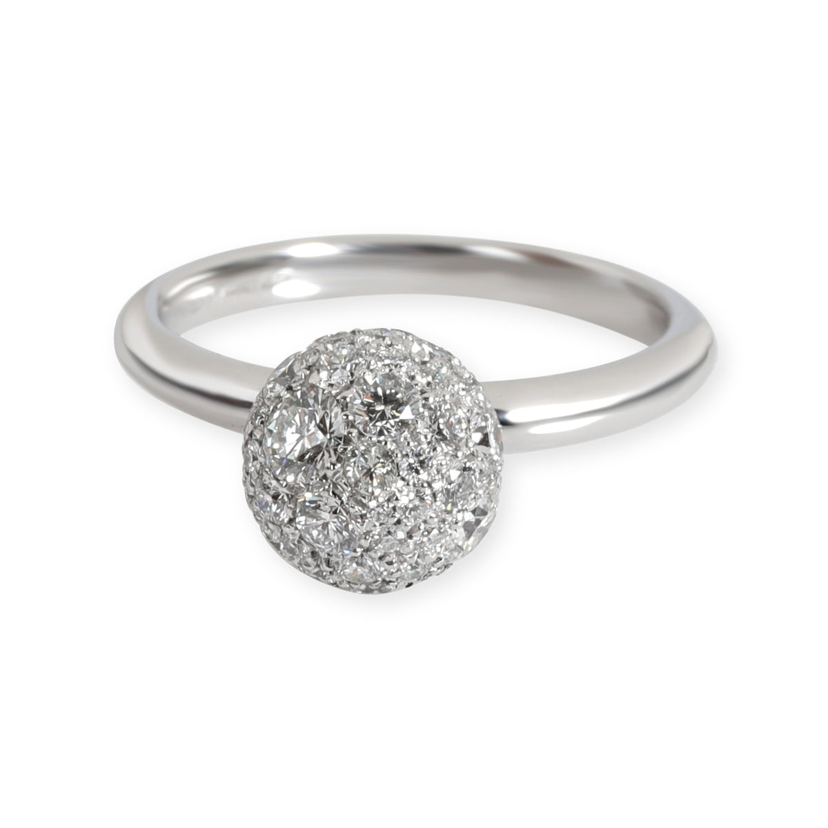 Tiffany Hardwear Diamond Ball Ring in 18K White Gold 1.08 CTW