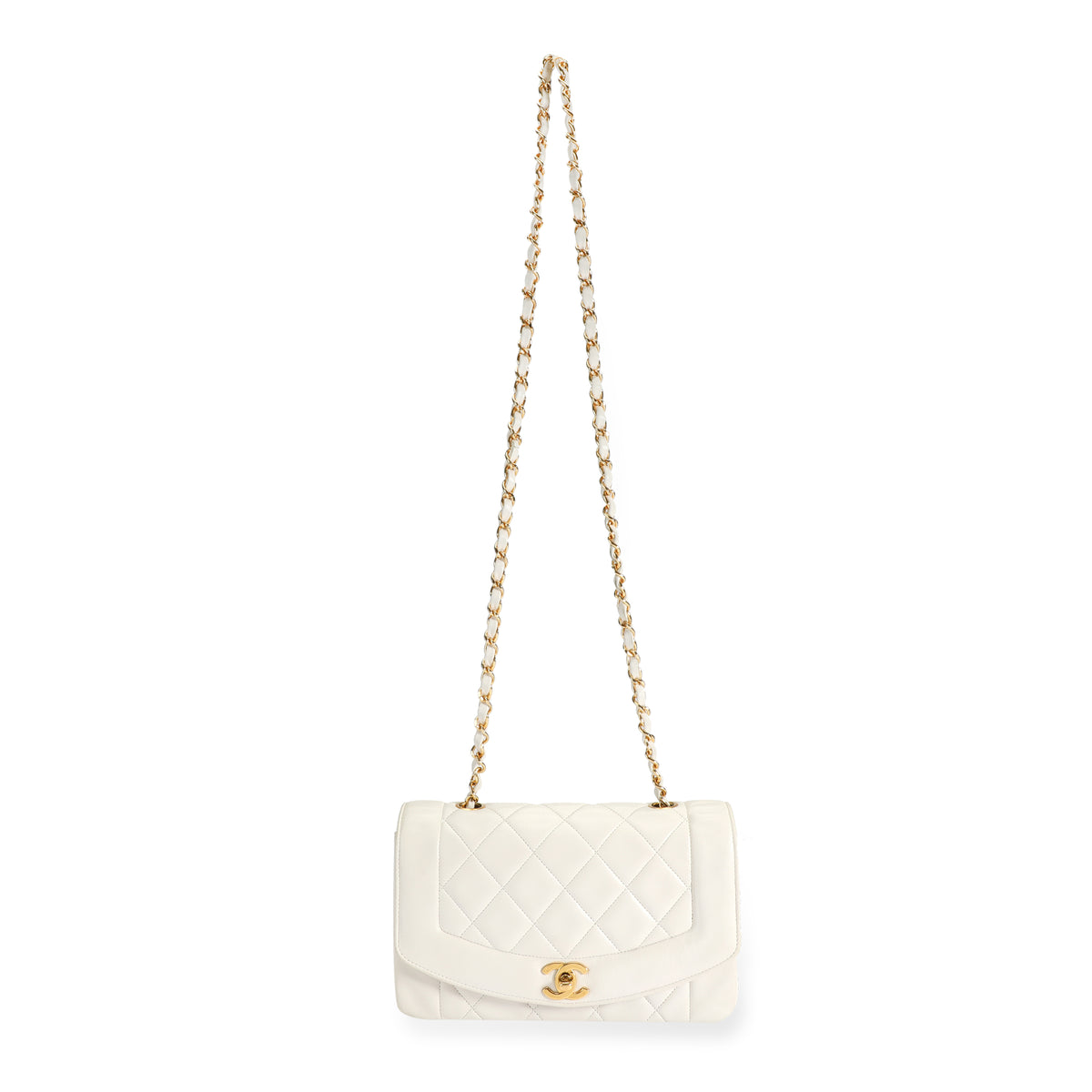 Chanel Vintage White Quilted Lambskin Diana Bag