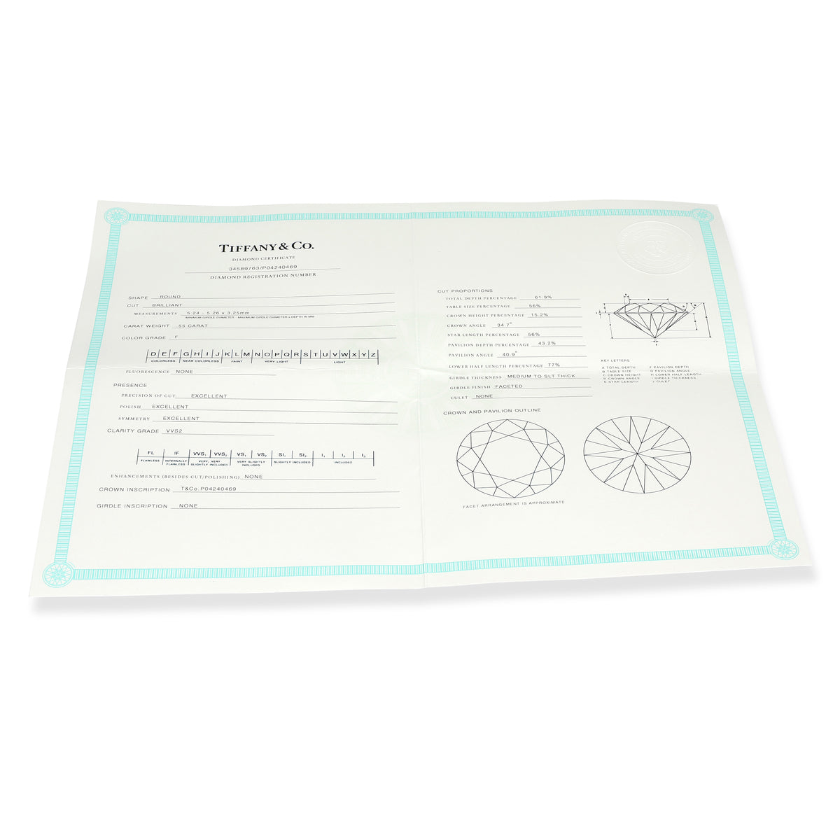 Tiffany Harmony Diamond Engagement Ring in Platinum F VVS2 C