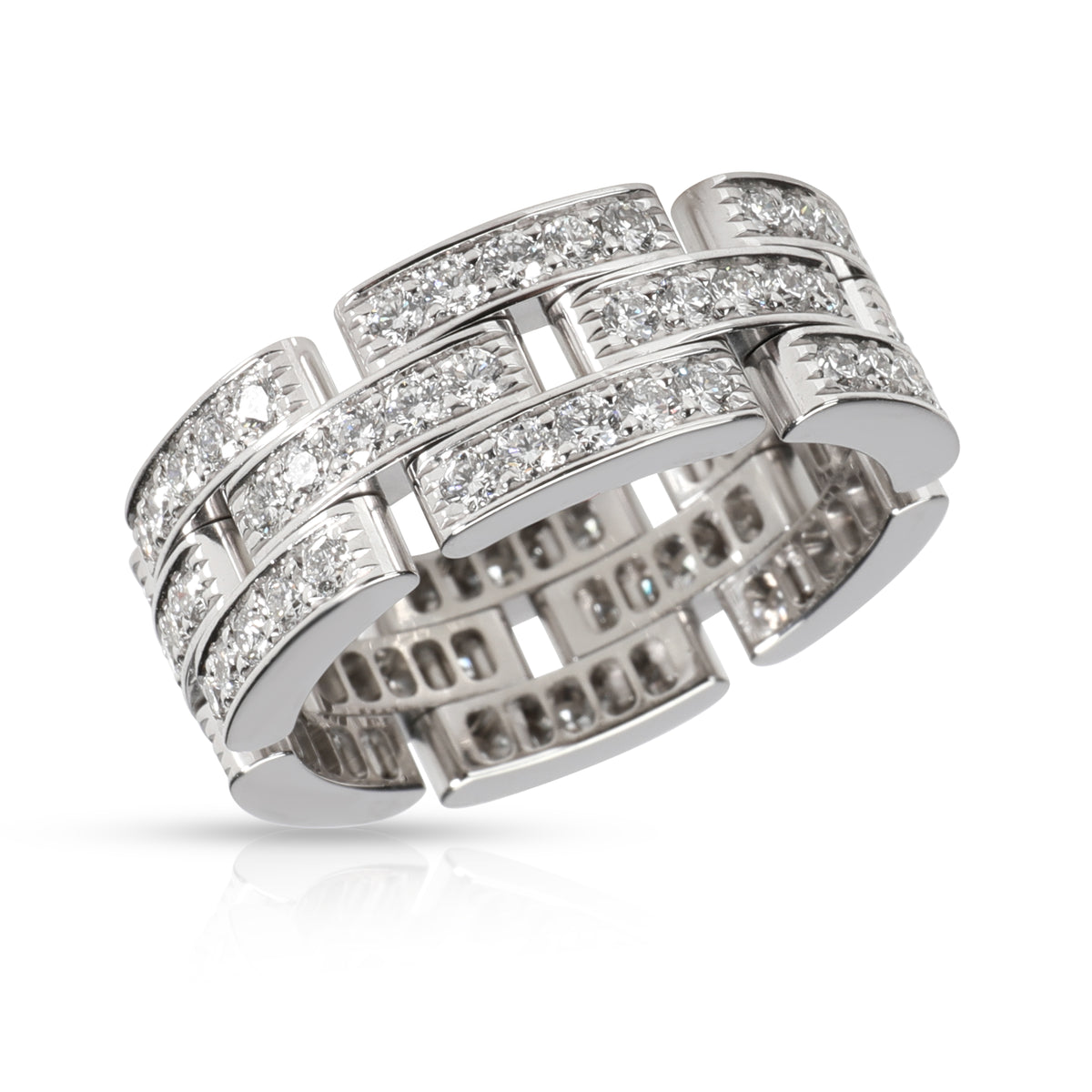 Cartier Maillon Panthere Diamond Ring in 18K White Gold 1.8 CTW