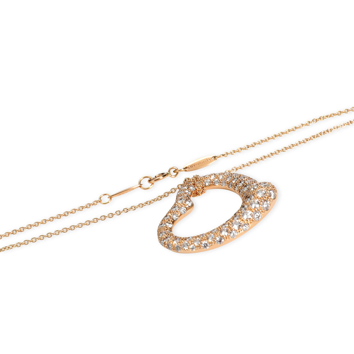 Tiffany & Co. Elsa Peretti Diamond Open Heart Necklace in 18K Rose Gold 2 CTW