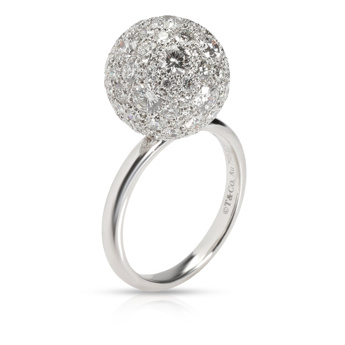 Tiffany & Co. Hardwear Diamond Ball Ring in 18K White Gold 2.99 CTW