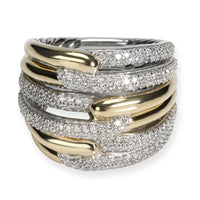 David Yurman Labyrinth Diamond Ring in 18K Yellow Gold/Sterling Silver 1 CTW