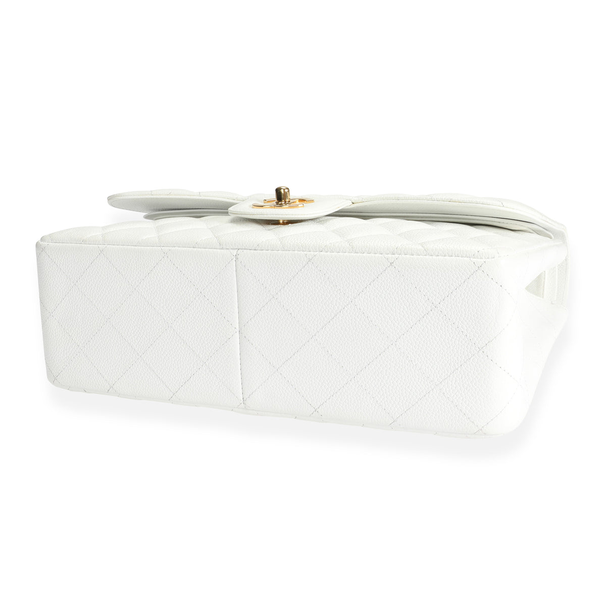 Chanel White Caviar Quilted Classic Jumbo Double Flap Bag by WP