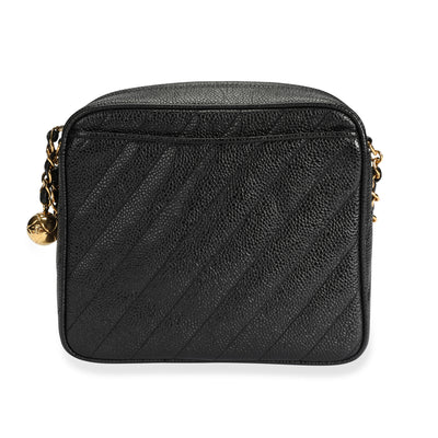 Chanel Vintage Black Chevron Caviar Bag