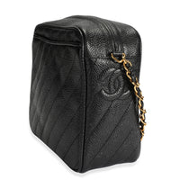 Chanel Vintage Black Chevron Caviar Bag