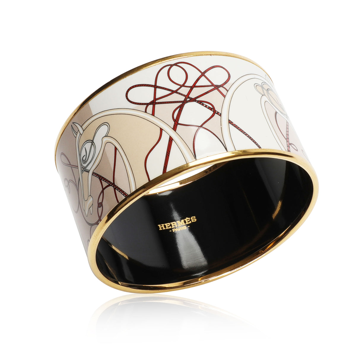 Hermès Gold-Plated Extra Wide Enamel Bangle