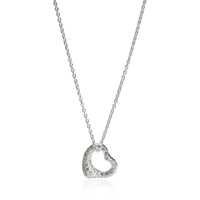 Tiffany & Co. Elsa Peretti Open Heart Diamond Necklace in  Platinum 0.35 CTW