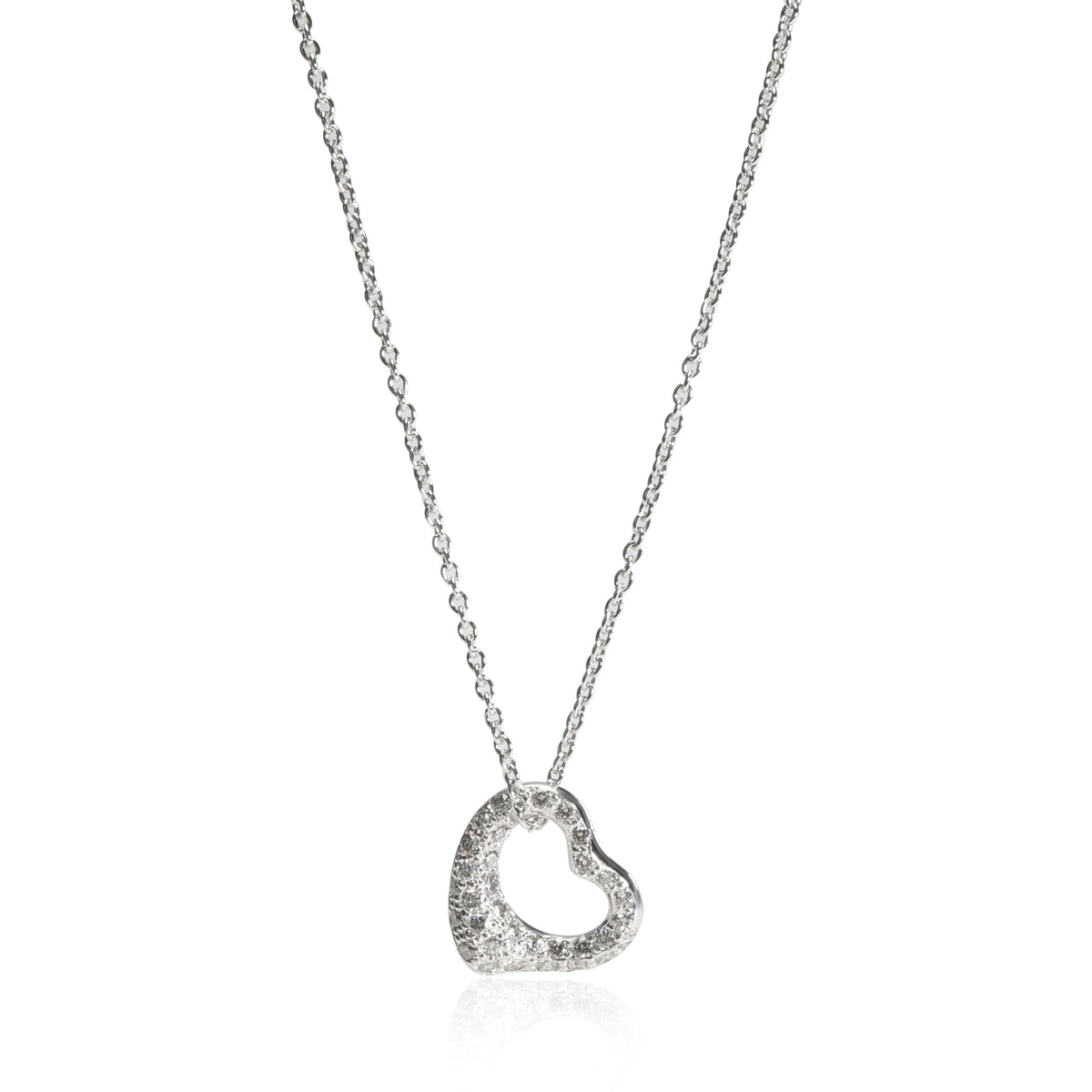 Tiffany & Co. Elsa Peretti Open Heart Diamond Necklace in  Platinum 0.35 CTW