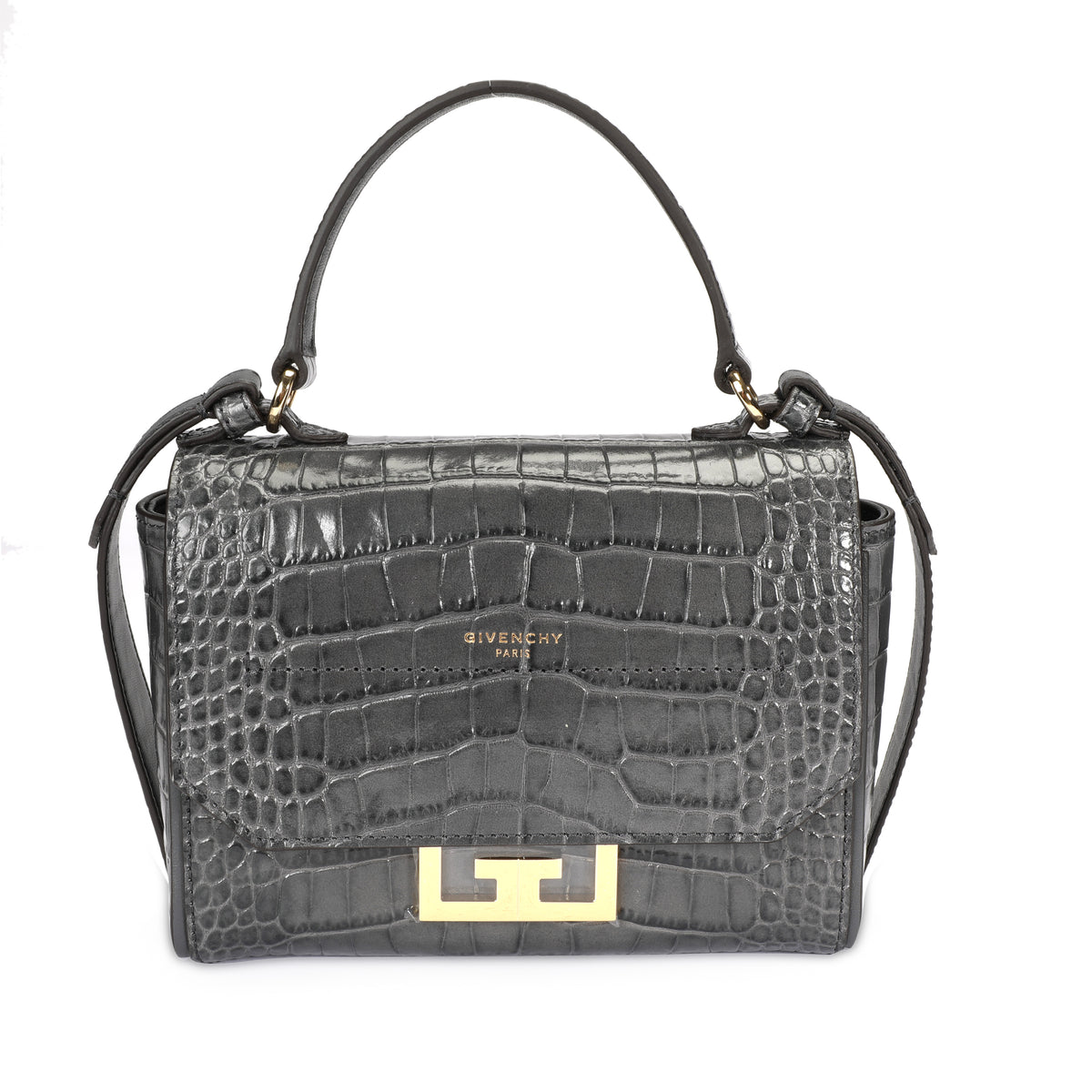 Givenchy Storm Grey Crocodile-Effect Mini Eden Bag myGemma