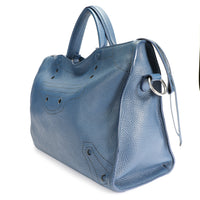 Balenciaga Bleu Tanzanite Calfskin Blackout City Bag