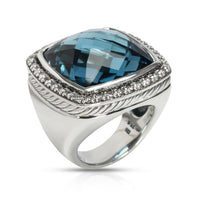 David Yurman Albion London Blue Topaz & Diamond Ring in Sterling Silver 0.72 CTW